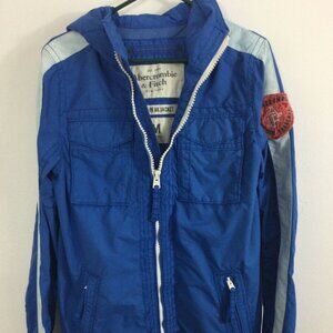 Abercrombie‎ & Fitch Peak Jackets Men Size M Blue Hooded Full Zipper Long Sleeve
